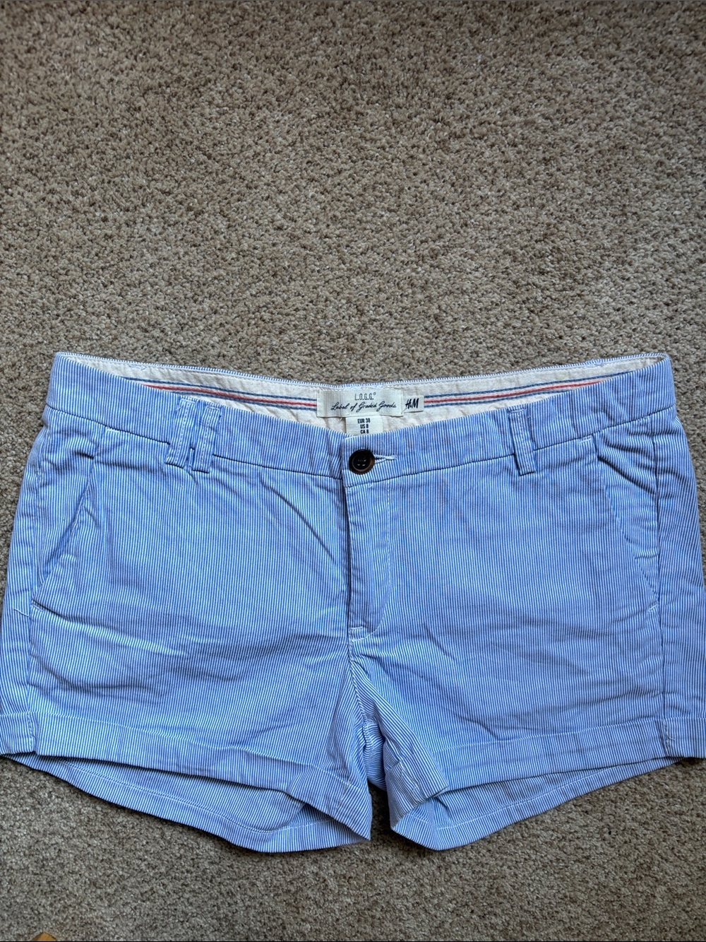 H&M Light Blue Pinstripe Women's Chino Shorts